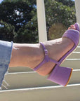Peony Lilac | Suede mid-heel sandal