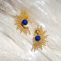 Sunburst Floral Earrings | Gold and blue