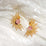 Sunburst Floral Earrings | Gold and pink