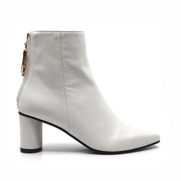 Reike Nen Wave Oval White Mid heel leather ankle boot side
