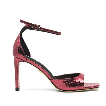 Lola Cruz Kumala Fuchsia Metallic high heel side