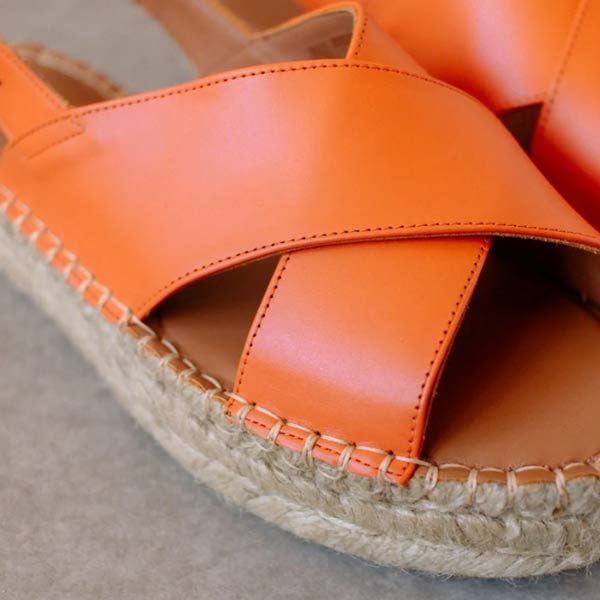 Crossed Pomelo Orange Espadrille sandal