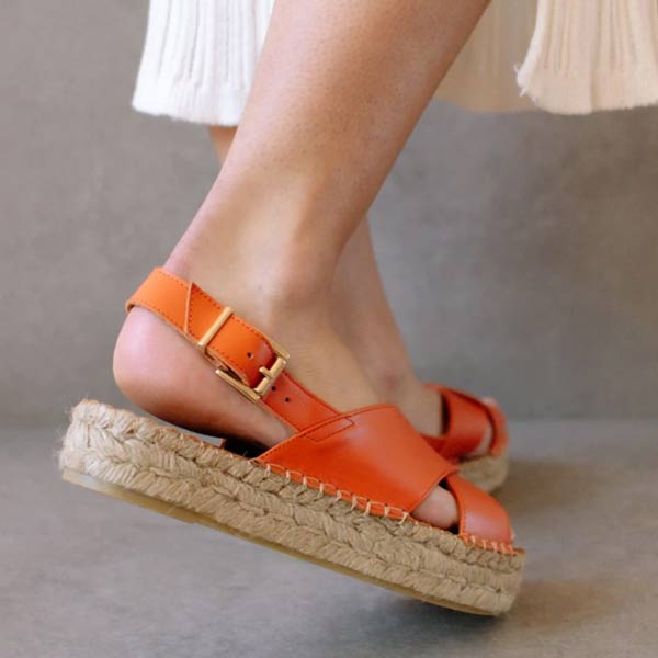 Crossed Pomelo Orange Espadrille sandal