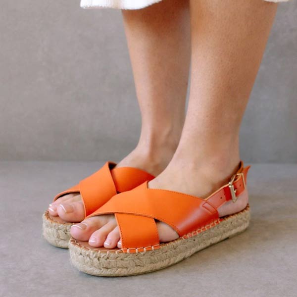 Crossed Pomelo Orange Espadrille sandal