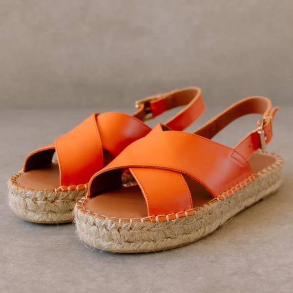 Crossed Pomelo Orange Espadrille sandal