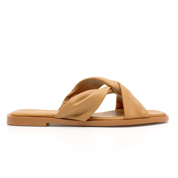 ALOHAS Nomad Women s Camel Brown Leather Flat Slide at The