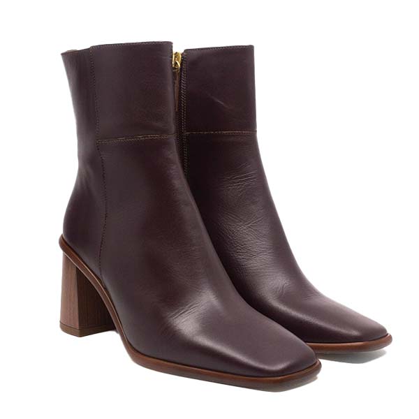 West Burgundy Leather ankle boot