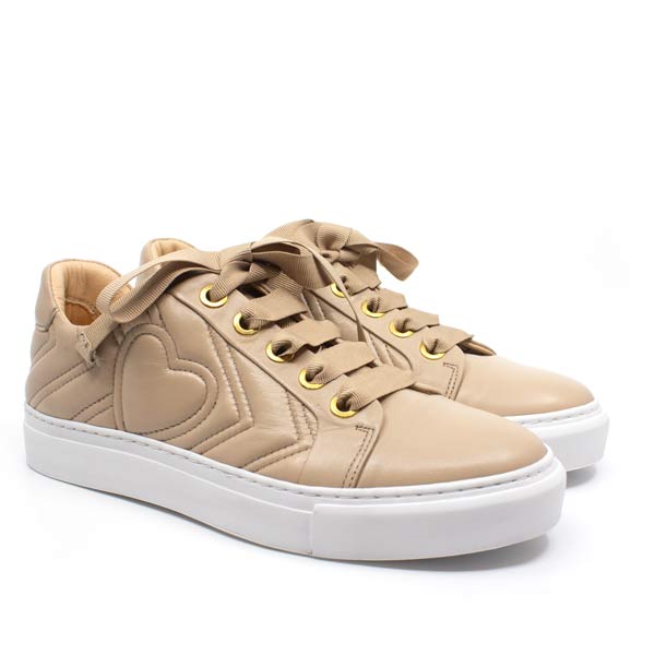 Billi-Bi A1460 beige quilted leather sneaker angle view
