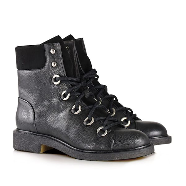 product image Black leather flat lace up combat boots by Billi Bi