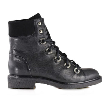 product image Black leather flat lace up combat boots by Billi Bi