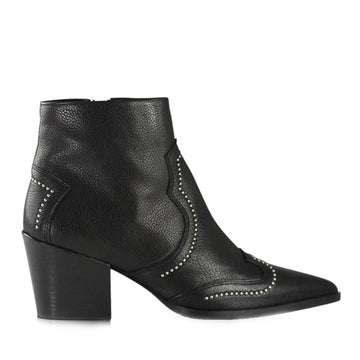product image Black leather, western heeled Billi Bi ankle boots with silver stud detail