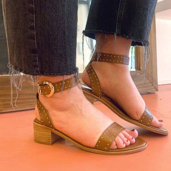 Billi Bi 4181 Brown Studded leather sandal lifestyle