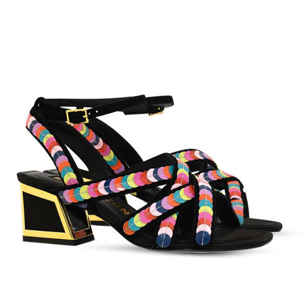 Kat Maconie Chima Multi-coloured mid heel angle