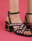 Kat Maconie Chima Multi-coloured mid heel campaign