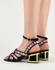 Kat Maconie Chima Multi-coloured mid heel leg 3