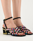 Kat Maconie Chima Multi-coloured mid heel on leg