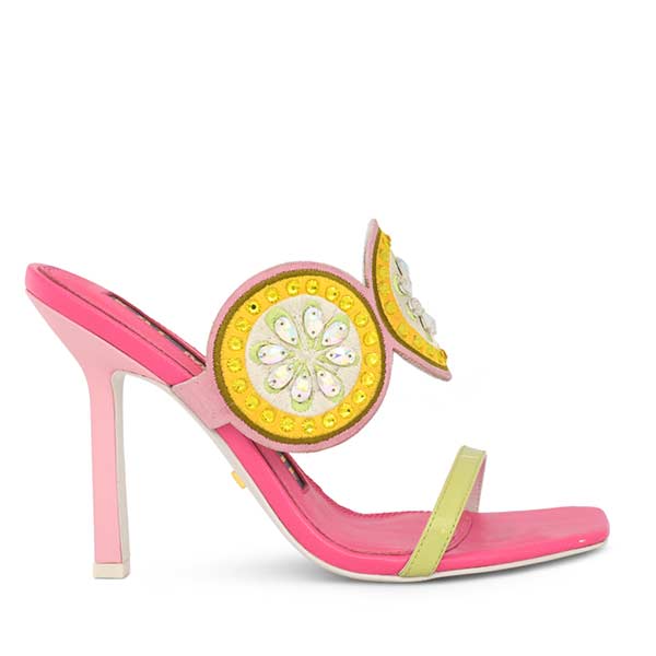 Lulu Pink | Embellished high heel mules