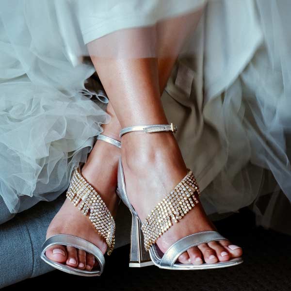Kat Maconie Mila silver metallic embellished sandal