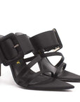 Kat Maconie Penitas black satin mule front angle