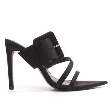 Kat Maconie Penitas black satin mule side