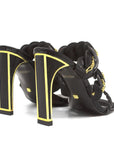 Kat Maconie Rika Black/Gold High heel leather mule back