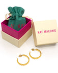     Kat Maconie prism stud hoops medium gold earrings with box and dust bag 