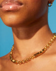 Kat Maconie prism stud short necklace gold on model 