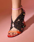 Kat Maconie Raya wild rose/multi embellished heels 