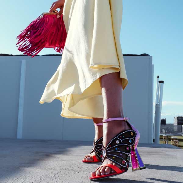 Kat Maconie Raya wild rose/multi embellished heels