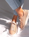 Efia by Lola Cruz Platform leather sneaker in Blush lifestyle 2