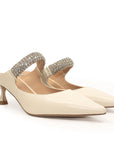 Blast Off White | Embellished mid heel pump