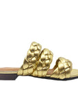 Paulinha Gold | Plaited leather slides