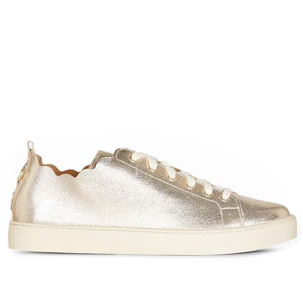 Maison Toufet julie champagne leather sneaker with scalloped edging