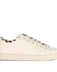 Maison Toufet julie cream leather sneaker with scalloped edging