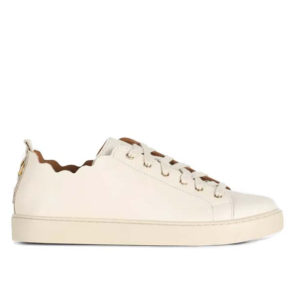 Maison Toufet julie cream leather sneaker with scalloped edging