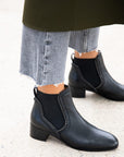 Clark by Mi/Mai Low heel leather chelsea boot lifestyle shot 3