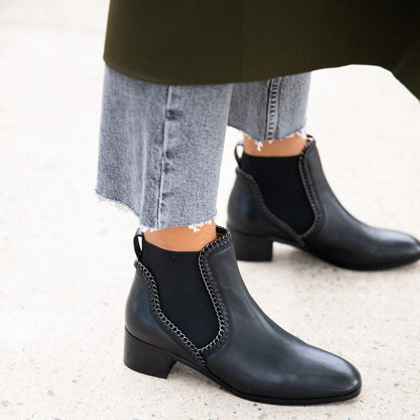 Clark by Mi/Mai Low heel leather chelsea boot lifestyle shot 3