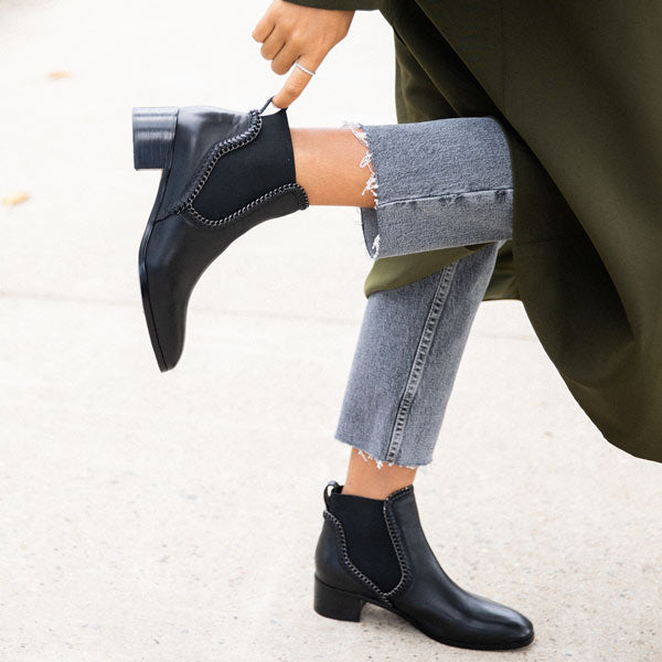 Clark by Mi/Mai Low heel leather chelsea boot lifestyle shot 6