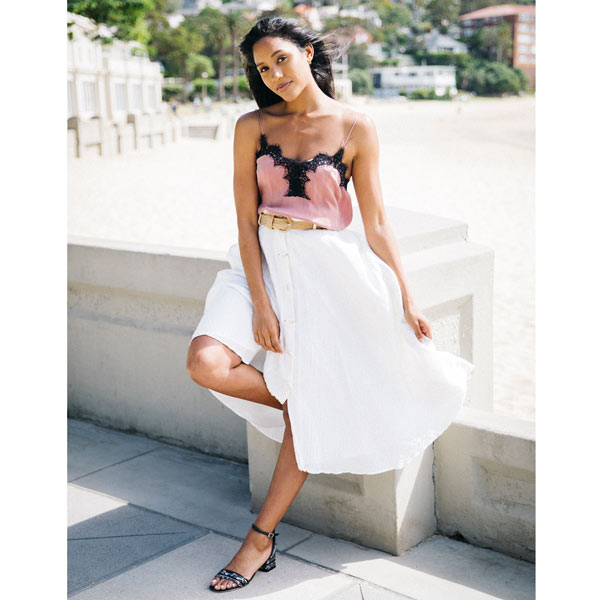 Mi/Mai Coco multi black mid heel sandal lifestyle 3