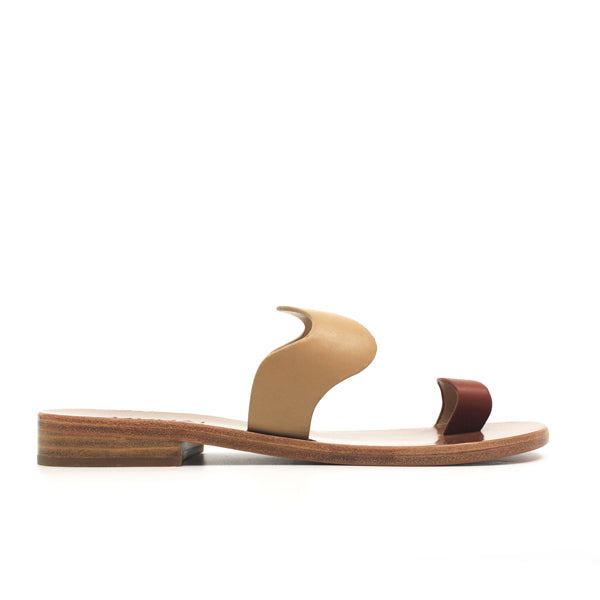 Mi/Mai Goa Tan Leather toe loop slide side 2