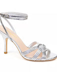 Mi/Mai Saint-Tropez Silver Metallic high heel sandal side
