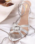 Saint-Tropez Silver Metallic high heel sandal lifestyle 4