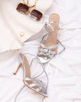 Saint-Tropez Silver Metallic high heel sandal lifestyle 5