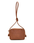Mint & Rose cassis tan leather crossbody bag front