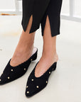 Reike Nen Turnover Dot Black Low heel mule with ankle tie lifestyle 8