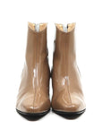 Reike Nen Oblique Ring Beige Mid heel patent leather ankle boot front