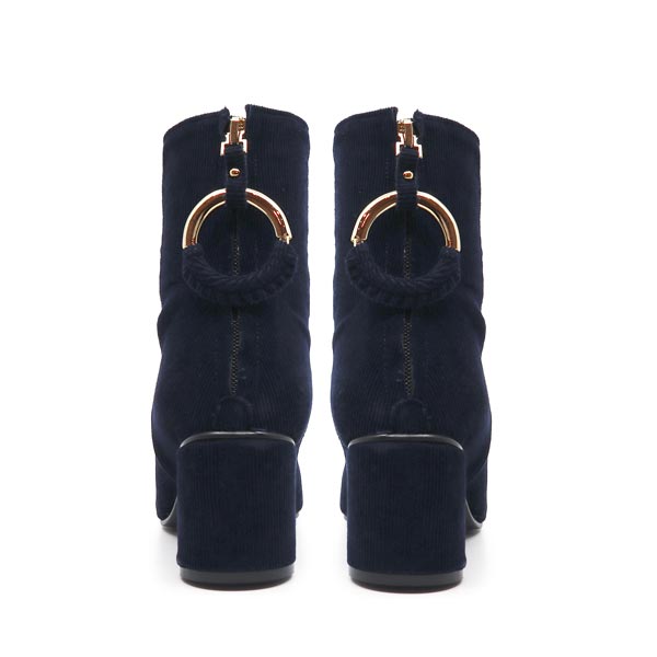 Reike Nen Oblique Ring Navy Mid heel patent leather ankle boot back