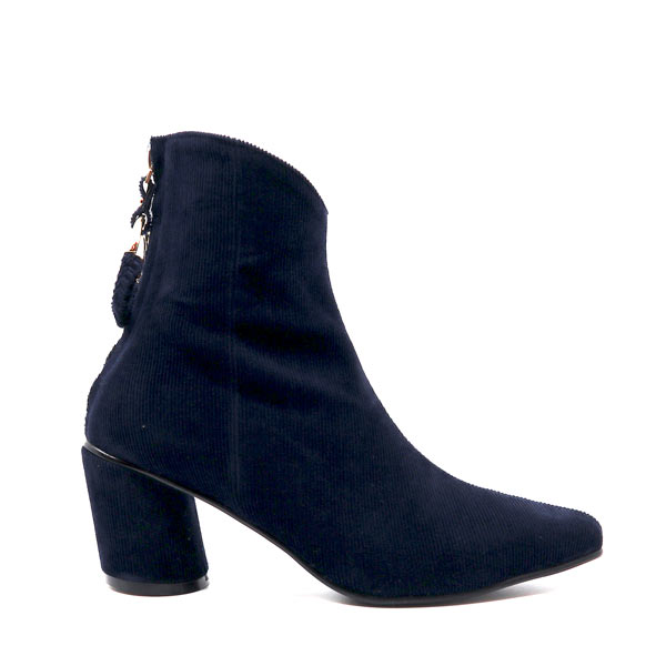 Reike Nen Oblique Ring Navy Mid heel patent leather ankle boot side