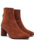 Reike Nen Wave Oval Brown Mid heel suede ankle boot angle