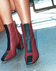     Sylven new York Jayne red/black apple leather boot on model 3